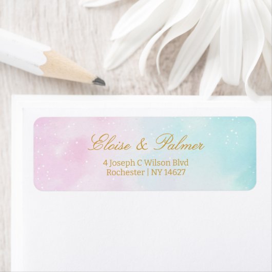 ブルー ピンク オンブレ 男女兼用 ベビーシャワーのお披露目 ラベル (インサイチュ)