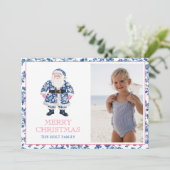 ブルー ピンク シノワズリー トワール クリスマス サンタ フォト (スタンド正面)