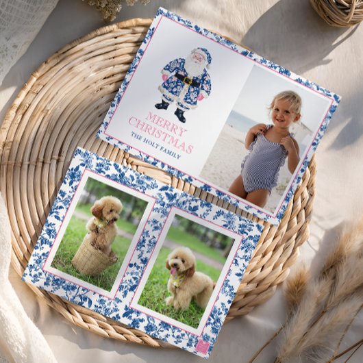 ブルー ピンク シノワズリー トワール クリスマス サンタ フォト