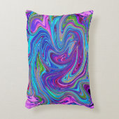 ブルー、ピンク、パープルグルーヴィ抽象芸術レトロアート アクセントクッション (正面(垂直))