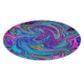 ブルー、ピンク、パープルグルーヴィ抽象芸術レトロアート カッティングボード (角)