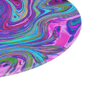 ブルー、ピンク、パープルグルーヴィ抽象芸術レトロアート カッティングボード (角)