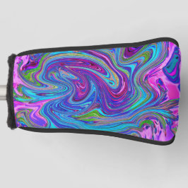 ブルー、ピンク、パープルグルーヴィ抽象芸術レトロアート ゴルフヘッドカバー