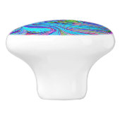 ブルー、ピンク、パープルグルーヴィ抽象芸術レトロアート セラミックノブ (側面)