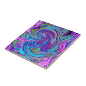 ブルー、ピンク、パープルグルーヴィ抽象芸術レトロアート タイル (側面)