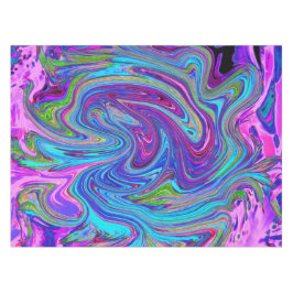 ブルー、ピンク、パープルグルーヴィ抽象芸術レトロアート テーブルクロス