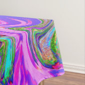 ブルー、ピンク、パープルグルーヴィ抽象芸術レトロアート テーブルクロス (インサイチュ)