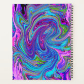 ブルー、ピンク、パープルグルーヴィ抽象芸術レトロアート プランナー手帳 (裏面)