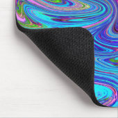 ブルー、ピンク、パープルグルーヴィ抽象芸術レトロアート マウスパッド (コーナー)