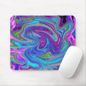 ブルー、ピンク、パープルグルーヴィ抽象芸術レトロアート マウスパッド (マウス)