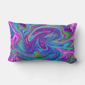ブルー、ピンク、パープルグルーヴィ抽象芸術レトロアート ランバークッション (裏面)