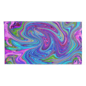 ブルー、ピンク、パープルグルーヴィ抽象芸術レトロアート 枕カバー (裏面-右)