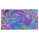 ブルー、ピンク、パープルグルーヴィ抽象芸術レトロアート 枕カバー (正面右)