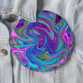 ブルー、ピンク、パープルグルーヴィ抽象芸術レトロアート 缶バッジ (インサイチュ)