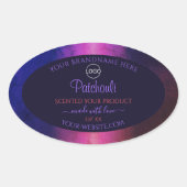 ブルー ピンク パープル マーブル モダン 商品ラベル ロゴ 楕円形シール (正面)