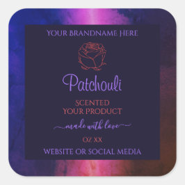 ブルー ピンク パープル マーブル 商品ラベル ローズ フラワー スクエアシール