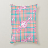 ブルー、ピンク、ピーチパターン、グリッターとハート | アクセントクッション (正面(垂直))