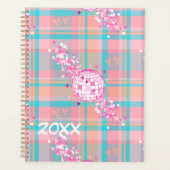 ブルー、ピンク、ピーチパターン、グリッターとハート | プランナー手帳 (正面)