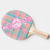 ブルー、ピンク、ピーチパターン、グリッターとハート | 卓球ラケット (横)