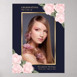ブルー ピンク フォト ライフのお祝い 葬儀 看板 ポスター