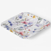 ブルー ピンク フラワープレート ペーパープレート (傾斜あり)