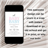 ブルー＆ピンク | 双子のベビーシャワー招待状 招待状