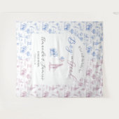 ブルー ピンク 性別発表 バナー サファリ トワール タペストリー (正面(横))