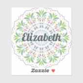 ブルー,ピンク,緑スカンジナビアフォークアートマンダラ シール (シート)