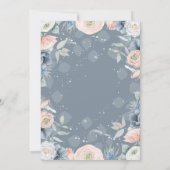 ブルー・ピンク・花のエレガントなウェディング 招待状 (裏面)