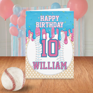 ブルー ピンク 野球 ドリップ いつでも 誕生日 カード