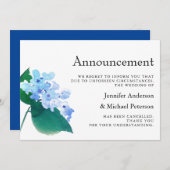 ブルー＆ピーチの結婚式中止のお知らせ 招待状 (正面/裏面)