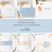 ブルー、ピーチ、赤面とクリームフローラシック結婚I 招待状