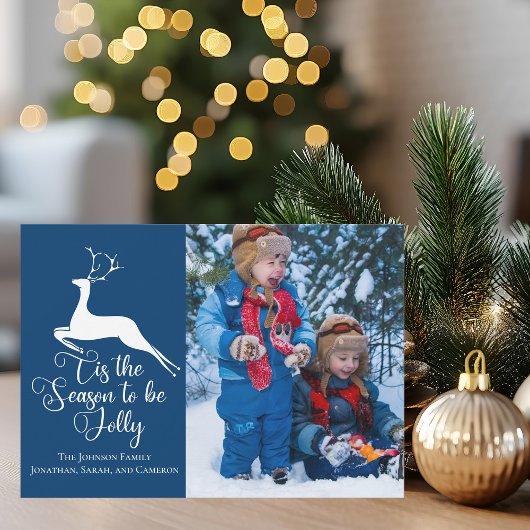 ブルー・ファミリー・フォト鹿になる季節すてきだ シーズンカード