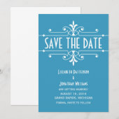 ブルー ファンシー オーナメント 保存日招待状 招待状 (正面/裏面)