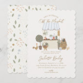 ブルー ファーマーズ マーケット ファーム ブライダル シャワー 招待状 (正面/裏面)