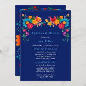 ブルー&フィカラフルエスタフローラリハーサルディナー 招待状 (正面/裏面)