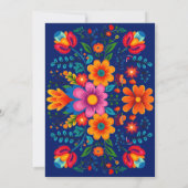 ブルー&フィカラフルエスタフローラ日付カードを保存 招待状 (裏面)