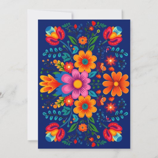 ブルー&フィカラフルエスタフローラ日付カードを保存 招待状 (裏面)