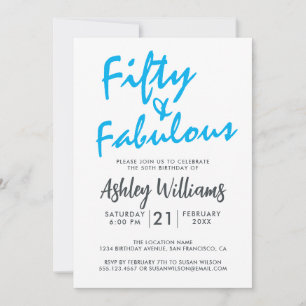 ブルー フィフティ ファビュラス   50歳の誕生日パーティー 招待状