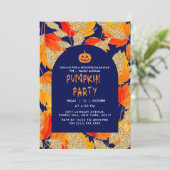 ブルー | フェイクモダン離れグリッターハロウィーン 招待状 (スタンド正面)