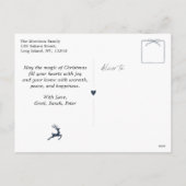 ブルー:フェスティバルボウ&ツリードールズホリデーポストカード シーズンポストカード (裏面)