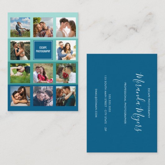 ブルー・フォトコグラデーションラージュ・フォトグラファー・ビジネスカー 名刺 (正面/裏面)