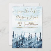 『ブルー・フォレスト・ウォーターカラー』Save The Date 招待状 (正面)