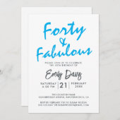 ブルー フォーティー アンド ファブロス 40歳の誕生日 招待状 (正面/裏面)