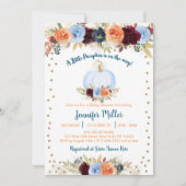 ブルー フォール パンプキン フラワーベイビーシャワー 招待状 (正面)