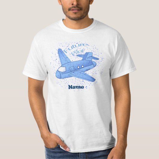 ブルー フューチャーパイロット 飛行機 Tシャツ (正面)