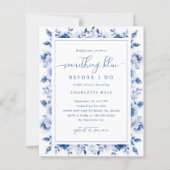 ブルー フラワー ブライダル シャワー 招待状 (正面)