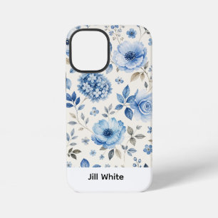 ブルー フラワー ホワイト ウォーターカラー iPhone 12 MINIケース