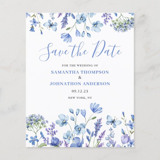 ブルー フラワー Save The Date (正面)