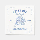 ブルー フレッシュオフ ザ マーケット ブライダルシャワー スタンダードカクテルナプキン (正面)